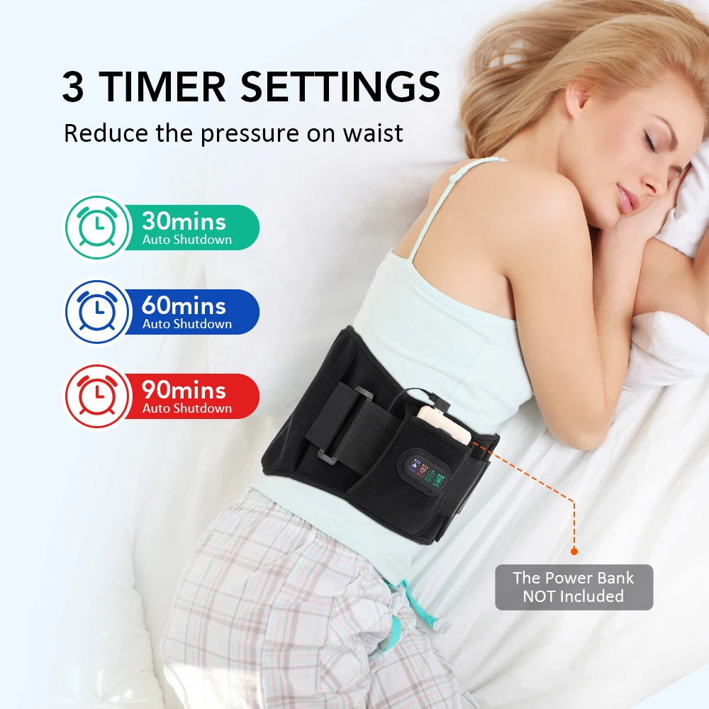 Electric Heating Waist Massager Back Support Belt 3 Levels Red Light Vibration Hot Compress Brace Belt Back Relax