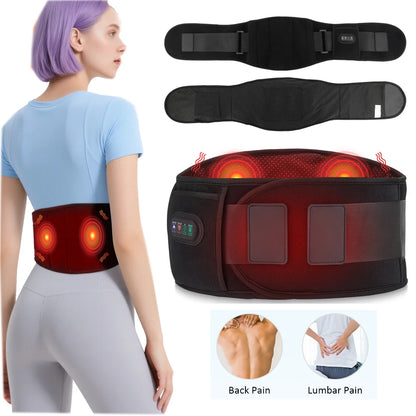 Electric Heating Waist Massager Back Support Belt 3 Levels Red Light Vibration Hot Compress Brace Belt Back Relax